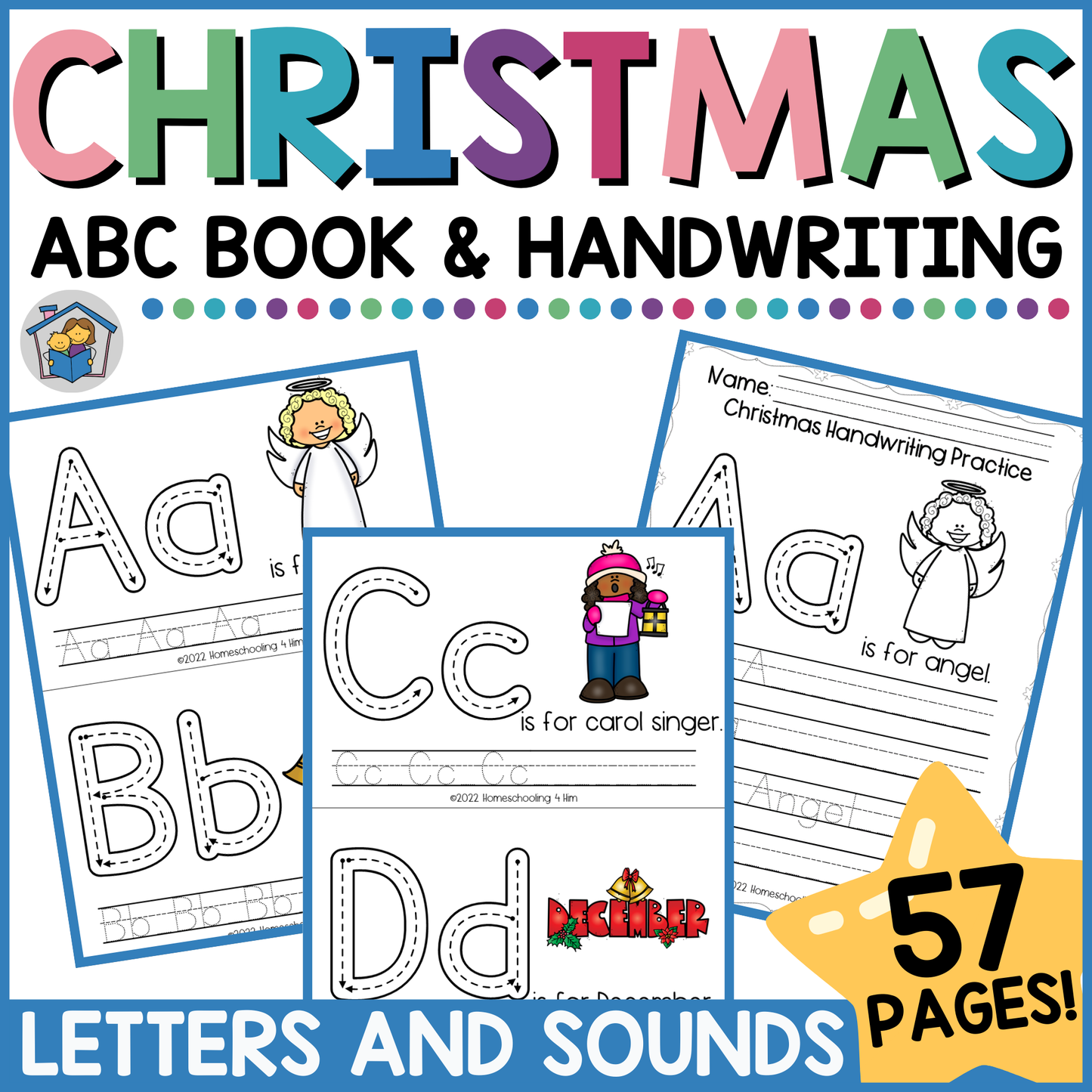 Christmas Alphabet Book + Handwriting Worksheets